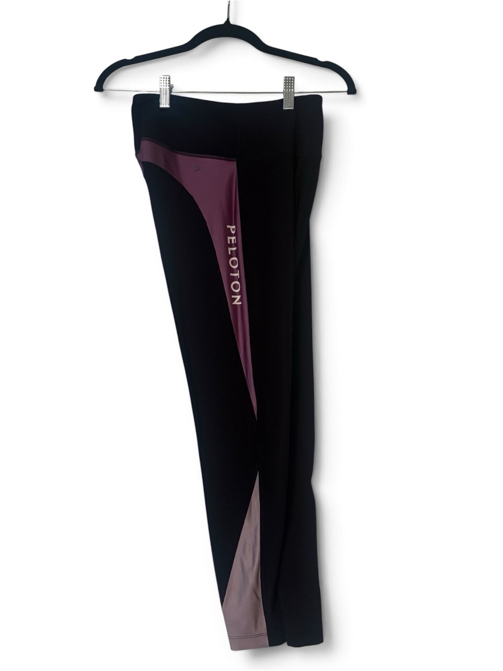 Peloton Black and Plum Colorblock Performance Leggings